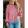 imagePRETTYGARDEN Womens Long Sleeve Tops 2025 Fall Fashion Shirts Trendy Clothes Casual Loose Crewneck Ribbed Knit Tunic BlousePink