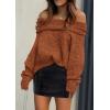 imagePRETTYGARDEN Womens Off The Shoulder Sweater Long Sleeve Tops 2025 Fall Loose Knit Pullover Sweaters Winter ClothesBrick Red