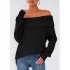 imagePRETTYGARDEN Womens Off The Shoulder Sweater Long Sleeve Tops Loose Knit Pullover Sweaters Fashion Fall Clothes 2025Black