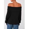 imagePRETTYGARDEN Womens Off The Shoulder Sweater Long Sleeve Tops Loose Knit Pullover Sweaters Fashion Fall Clothes 2025Black