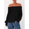 imagePRETTYGARDEN Womens Off The Shoulder Sweater Long Sleeve Tops Loose Knit Pullover Sweaters Fashion Fall Clothes 2025Black