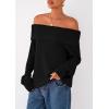 imagePRETTYGARDEN Womens Off The Shoulder Sweater Long Sleeve Tops Loose Knit Pullover Sweaters Fashion Fall Clothes 2025Black