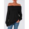 imagePRETTYGARDEN Womens Off The Shoulder Sweater Long Sleeve Tops Loose Knit Pullover Sweaters Fashion Fall Clothes 2025Black