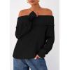 imagePRETTYGARDEN Womens Off The Shoulder Sweater Long Sleeve Tops Loose Knit Pullover Sweaters Fashion Fall Clothes 2025Black