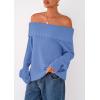 imagePRETTYGARDEN Womens Off The Shoulder Sweater Long Sleeve Tops Loose Knit Pullover Sweaters Fashion Fall Clothes 2025Blue