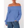 imagePRETTYGARDEN Womens Off The Shoulder Sweater Long Sleeve Tops Loose Knit Pullover Sweaters Fashion Fall Clothes 2025Blue