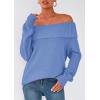 imagePRETTYGARDEN Womens Off The Shoulder Sweater Long Sleeve Tops Loose Knit Pullover Sweaters Fashion Fall Clothes 2025Blue