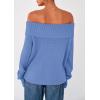 imagePRETTYGARDEN Womens Off The Shoulder Sweater Long Sleeve Tops Loose Knit Pullover Sweaters Fashion Fall Clothes 2025Blue