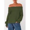 imagePRETTYGARDEN Womens Off The Shoulder Sweater Long Sleeve Tops Loose Knit Pullover Sweaters Fashion Fall Clothes 2025Green