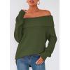 imagePRETTYGARDEN Womens Off The Shoulder Sweater Long Sleeve Tops Loose Knit Pullover Sweaters Fashion Fall Clothes 2025Green