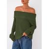 imagePRETTYGARDEN Womens Off The Shoulder Sweater Long Sleeve Tops Loose Knit Pullover Sweaters Fashion Fall Clothes 2025Green