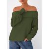 imagePRETTYGARDEN Womens Off The Shoulder Sweater Long Sleeve Tops Loose Knit Pullover Sweaters Fashion Fall Clothes 2025Green