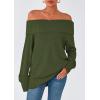 imagePRETTYGARDEN Womens Off The Shoulder Sweater Long Sleeve Tops Loose Knit Pullover Sweaters Fashion Fall Clothes 2025Green