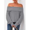 imagePRETTYGARDEN Womens Off The Shoulder Sweater Long Sleeve Tops Loose Knit Pullover Sweaters Fashion Fall Clothes 2025Grey