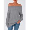 imagePRETTYGARDEN Womens Off The Shoulder Sweater Long Sleeve Tops Loose Knit Pullover Sweaters Fashion Fall Clothes 2025Grey