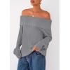 imagePRETTYGARDEN Womens Off The Shoulder Sweater Long Sleeve Tops Loose Knit Pullover Sweaters Fashion Fall Clothes 2025Grey