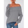 imagePRETTYGARDEN Womens Off The Shoulder Sweater Long Sleeve Tops Loose Knit Pullover Sweaters Fashion Fall Clothes 2025Grey