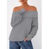 imagePRETTYGARDEN Womens Off The Shoulder Sweater Long Sleeve Tops Loose Knit Pullover Sweaters Fashion Fall Clothes 2025Grey