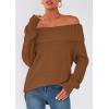 imagePRETTYGARDEN Womens Off The Shoulder Sweater Long Sleeve Tops Loose Knit Pullover Sweaters Fashion Fall Clothes 2025Khaki