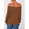 imagePRETTYGARDEN Womens Off The Shoulder Sweater Long Sleeve Tops Loose Knit Pullover Sweaters Fashion Fall Clothes 2025Khaki