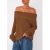 imagePRETTYGARDEN Womens Off The Shoulder Sweater Long Sleeve Tops Loose Knit Pullover Sweaters Fashion Fall Clothes 2025Khaki