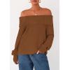 imagePRETTYGARDEN Womens Off The Shoulder Sweater Long Sleeve Tops Loose Knit Pullover Sweaters Fashion Fall Clothes 2025Khaki