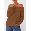 imagePRETTYGARDEN Womens Off The Shoulder Sweater Long Sleeve Tops Loose Knit Pullover Sweaters Fashion Fall Clothes 2025Khaki