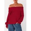 imagePRETTYGARDEN Womens Off The Shoulder Sweater Long Sleeve Tops Loose Knit Pullover Sweaters Fashion Fall Clothes 2025Red
