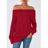 imagePRETTYGARDEN Womens Off The Shoulder Sweater Long Sleeve Tops Loose Knit Pullover Sweaters Fashion Fall Clothes 2025Red