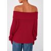 imagePRETTYGARDEN Womens Off The Shoulder Sweater Long Sleeve Tops Loose Knit Pullover Sweaters Fashion Fall Clothes 2025Red