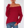 imagePRETTYGARDEN Womens Off The Shoulder Sweater Long Sleeve Tops Loose Knit Pullover Sweaters Fashion Fall Clothes 2025Red