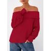 imagePRETTYGARDEN Womens Off The Shoulder Sweater Long Sleeve Tops Loose Knit Pullover Sweaters Fashion Fall Clothes 2025Red