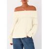 imagePRETTYGARDEN Womens Off The Shoulder Sweater Long Sleeve Tops Loose Knit Pullover Sweaters Fashion Fall Clothes 2025White