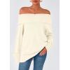 imagePRETTYGARDEN Womens Off The Shoulder Sweater Long Sleeve Tops Loose Knit Pullover Sweaters Fashion Fall Clothes 2025White