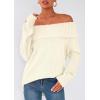 imagePRETTYGARDEN Womens Off The Shoulder Sweater Long Sleeve Tops Loose Knit Pullover Sweaters Fashion Fall Clothes 2025White