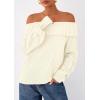 imagePRETTYGARDEN Womens Off The Shoulder Sweater Long Sleeve Tops Loose Knit Pullover Sweaters Fashion Fall Clothes 2025White