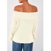 imagePRETTYGARDEN Womens Off The Shoulder Sweater Long Sleeve Tops Loose Knit Pullover Sweaters Fashion Fall Clothes 2025White