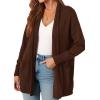 imagePRETTYGARDEN Womens Open Front Cardigan Long Sleeve Cozy Knit Sweaters Winter Fall Clothes 2025 Outerwear CoatsBrown