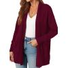 imagePRETTYGARDEN Womens Open Front Cardigan Long Sleeve Cozy Knit Sweaters Winter Fall Clothes 2025 Outerwear CoatsWine Red