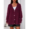 imagePRETTYGARDEN Womens Oversized Cable Knit Cardigan 2025 Fall Fashion Long Sleeve Open Front Chunky Sweaters Winter CoatsBurgundy
