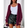 imagePRETTYGARDEN Womens Oversized Cable Knit Cardigan 2025 Fall Fashion Long Sleeve Open Front Chunky Sweaters Winter CoatsBurgundy