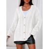 imagePRETTYGARDEN Womens Oversized Cable Knit Cardigan 2025 Fall Fashion Long Sleeve Open Front Chunky Sweaters Winter CoatsWhite