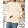 imagePRETTYGARDEN Womens Oversized Cable Knit Sweater 2025 Fall Long Sleeve Crewneck Chunky Pullover Tops Winter ClothesBeige