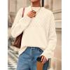 imagePRETTYGARDEN Womens Oversized Cable Knit Sweater 2025 Fall Long Sleeve Crewneck Chunky Pullover Tops Winter ClothesBeige