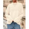 imagePRETTYGARDEN Womens Oversized Cable Knit Sweater 2025 Fall Long Sleeve Crewneck Chunky Pullover Tops Winter ClothesBeige
