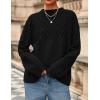 imagePRETTYGARDEN Womens Oversized Cable Knit Sweater 2025 Fall Long Sleeve Crewneck Chunky Pullover Tops Winter ClothesBlack