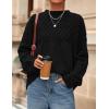 imagePRETTYGARDEN Womens Oversized Cable Knit Sweater 2025 Fall Long Sleeve Crewneck Chunky Pullover Tops Winter ClothesBlack