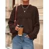imagePRETTYGARDEN Womens Oversized Cable Knit Sweater 2025 Fall Long Sleeve Crewneck Chunky Pullover Tops Winter ClothesBrown