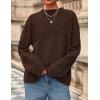 imagePRETTYGARDEN Womens Oversized Cable Knit Sweater 2025 Fall Long Sleeve Crewneck Chunky Pullover Tops Winter ClothesBrown