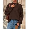 imagePRETTYGARDEN Womens Oversized Cable Knit Sweater 2025 Fall Long Sleeve Crewneck Chunky Pullover Tops Winter ClothesBrown
